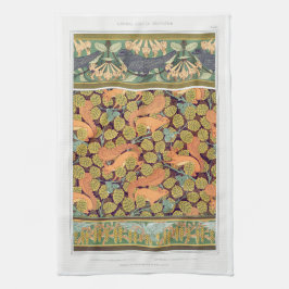 アールヌーボーリス鳥フローラ秋織物芸術 キッチンタオル