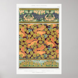 アールヌーボーリス鳥フローラ秋織物芸術 ポスター