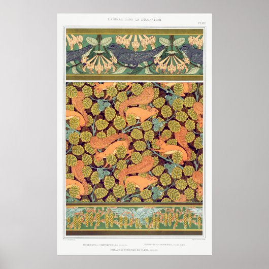 アールヌーボーリス鳥フローラ秋織物芸術 ポスター (正面)