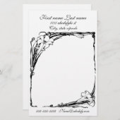 アールヌーボーリリーフローラ白黒レターヘッド 便箋 (正面/裏面)