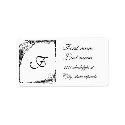 アールヌーボーリリー住所 シール (正面)