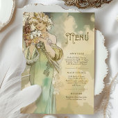 アールヌーボーリリー結婚ズのメニューカードソフトパステル 招待状