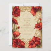 アールヌーボーレッドアマリ結婚リス 招待状 (正面)