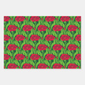アールヌーボーレッドカーネーションフローラ ラッピングペーパーシート (正面)