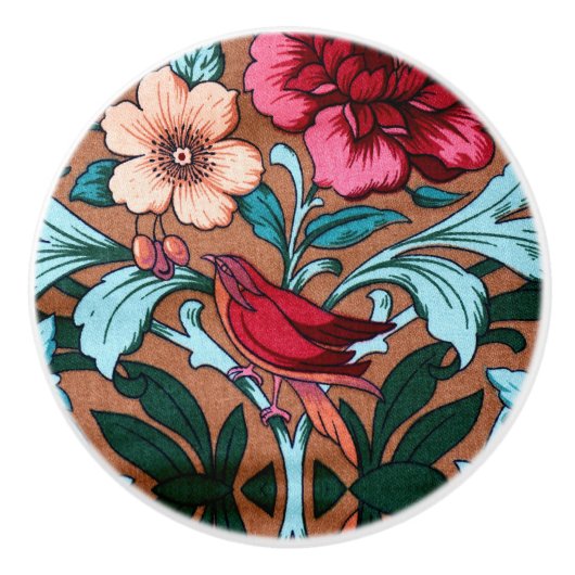 アールヌーボーレッドバード セラミックノブ (正面)