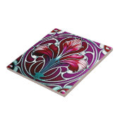 アールヌーボーレッドパープルスタイルリリー2 タイル (側面)