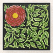 アールヌーボーレッドローズドモーガン ガラスコースター (正面)