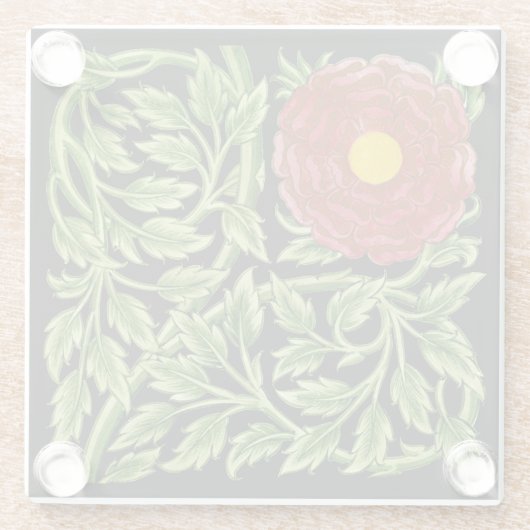 アールヌーボーレッドローズドモーガン ガラスコースター (裏面)