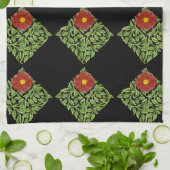 アールヌーボーレッドローズドモーガン キッチンタオル (折り畳み)