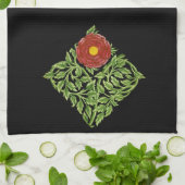 アールヌーボーレッドローズドモーガン キッチンタオル (折り畳み)