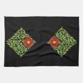 アールヌーボーレッドローズドモーガン キッチンタオル (横)