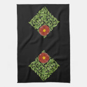 アールヌーボーレッドローズドモーガン キッチンタオル (縦)