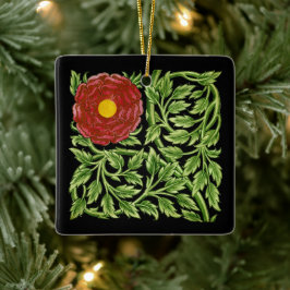 アールヌーボーレッドローズドモーガン セラミックオーナメント