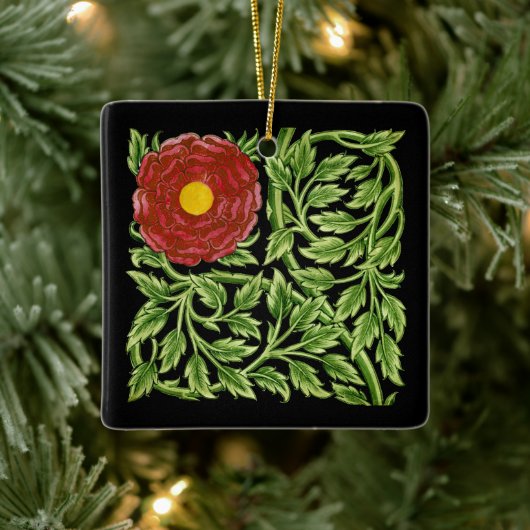 アールヌーボーレッドローズドモーガン セラミックオーナメント (ツリー)