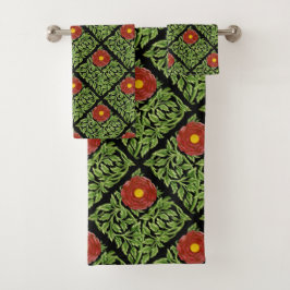 アールヌーボーレッドローズドモーガン バスタオルセット