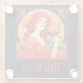 アールヌーボーレッドワイン ガラスコースター (裏面)