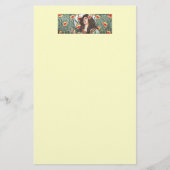 アールヌーボーレディとポピーの花を静止 便箋 (正面)