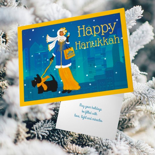 アールヌーボーレディと黒スコットランド犬 シーズンカード