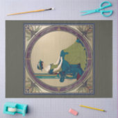 アールヌーボーレディーウェイティングデコページ紙 薄葉紙 (クラフト)