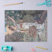 アールヌーボーレディーガーデンフランスのフラワーデコップページ 薄葉紙 (クラフト)