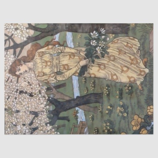 アールヌーボーレディーガーデンフランスのフラワーデコップページ 薄葉紙 (正面)