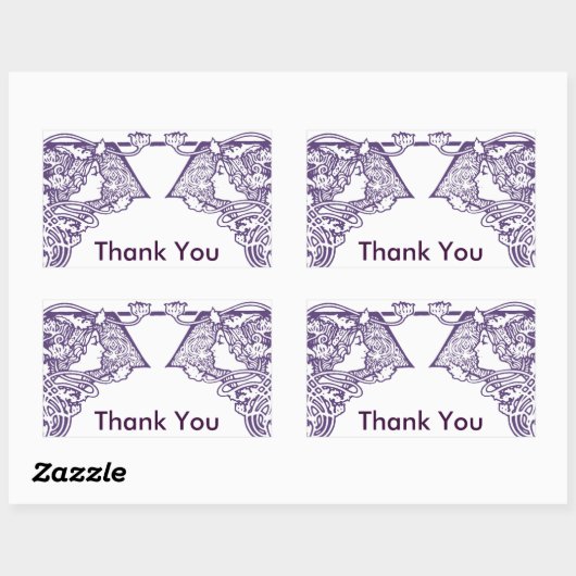 アールヌーボーレディースカスタマイズありがとうありがとう 長方形シール (シート)