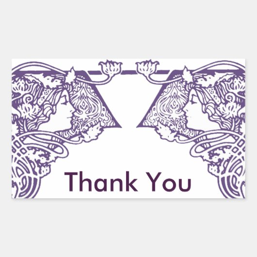 アールヌーボーレディースカスタマイズありがとうありがとう 長方形シール (正面)