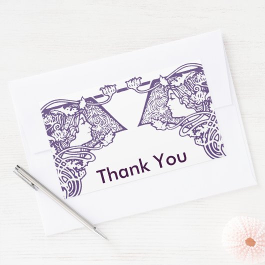 アールヌーボーレディースカスタマイズありがとうありがとう 長方形シール (封筒)