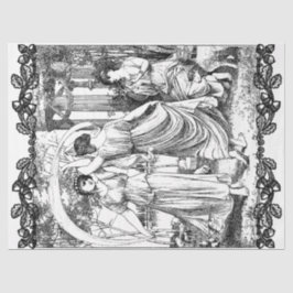 アールヌーボーレディース踊りデクページティッシュペーパー 薄葉紙