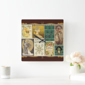 アールヌーボーレディース スクエア壁時計 (ホーム)