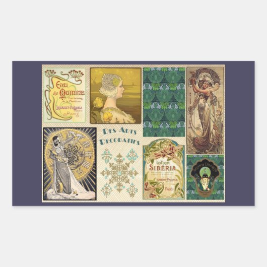アールヌーボーレディース 長方形シール (正面)