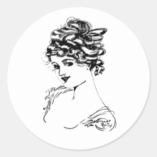 アールヌーボーレディ1917ファインアート ラウンドシール (正面)