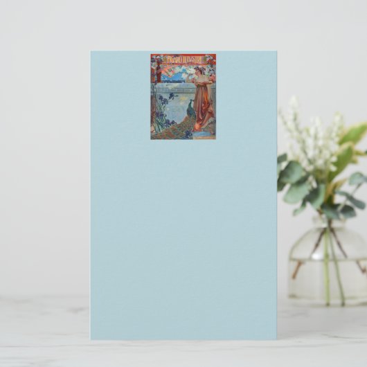 アールヌーボーレディ・ウィズ・ピーコック 便箋 (スタンド正面)