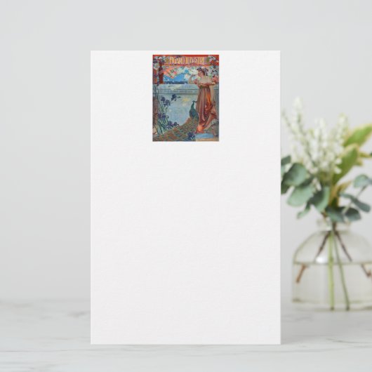 アールヌーボーレディ・ウィズ・ピーコック 便箋 (スタンド正面)