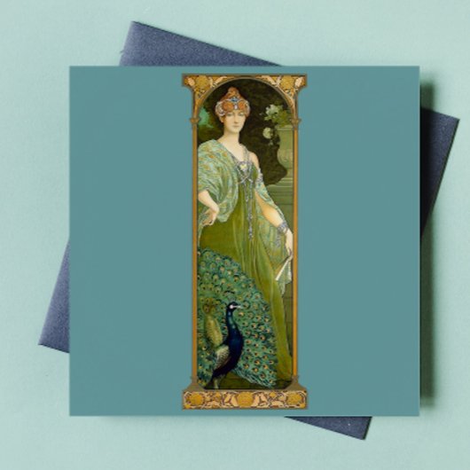 アールヌーボーレディ&ピーコック タイル