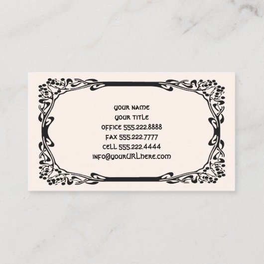 アールヌーボーレトロエレガントブラック装飾縁ど品 名刺 (裏面)