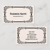 アールヌーボーレトロエレガントブラック装飾縁ど品 名刺 (正面/裏面)