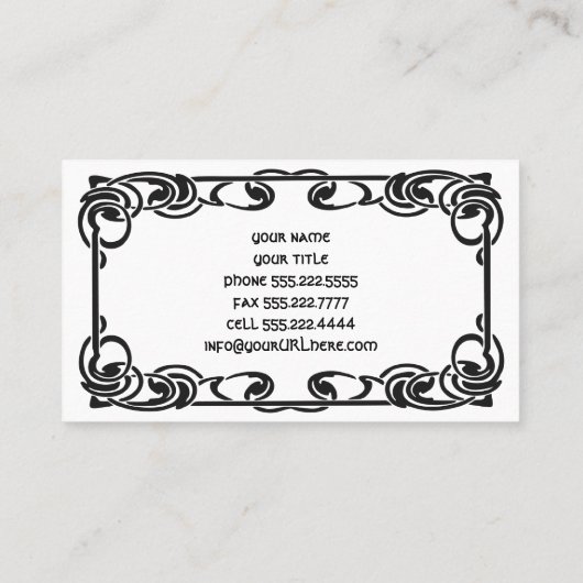 アールヌーボーレトロシックブラック装飾縁ど 名刺 (裏面)