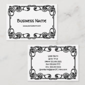 アールヌーボーレトロシックブラック装飾縁ど 名刺 (正面/裏面)