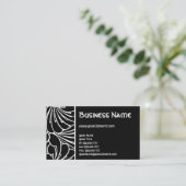 アールヌーボーレトロシック白黒フローラルパターン 名刺 (スタンド正面)