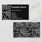 アールヌーボーレトロシック白黒フローラルパターン 名刺 (正面/裏面)