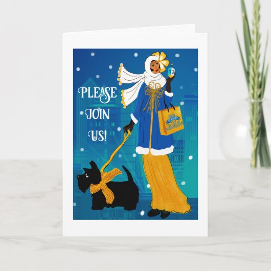 アールヌーボーレトロハヌカー招待状カード サンキューカード (正面)