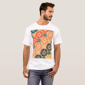 アールヌーボーレトロ壁紙デザイン。 Tシャツ (正面フル)