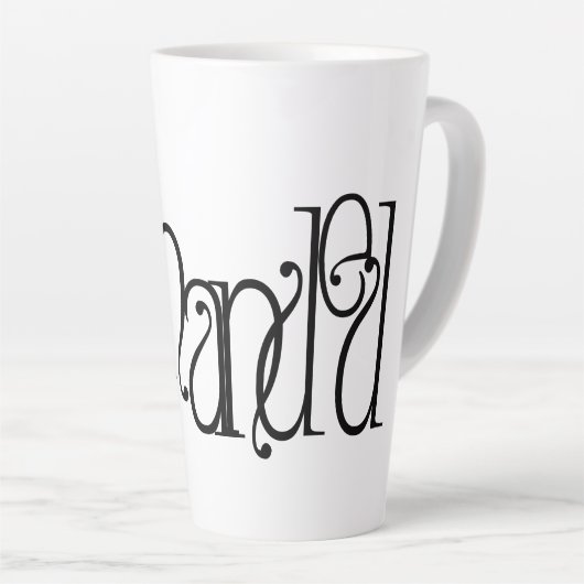 アールヌーボーレフトハンデタイポグラフィラテマグ カフェラテマグ (右アングル)