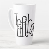 アールヌーボーレフトハンデタイポグラフィラテマグ カフェラテマグ (左アングル)