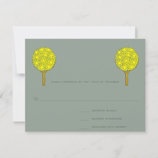 アールヌーボーレモンツリーRSVP応答カード 出欠カード (正面)