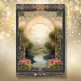 アールヌーボーロコカスルネイビーn金ゴールドエフェメラ5A 薄葉紙