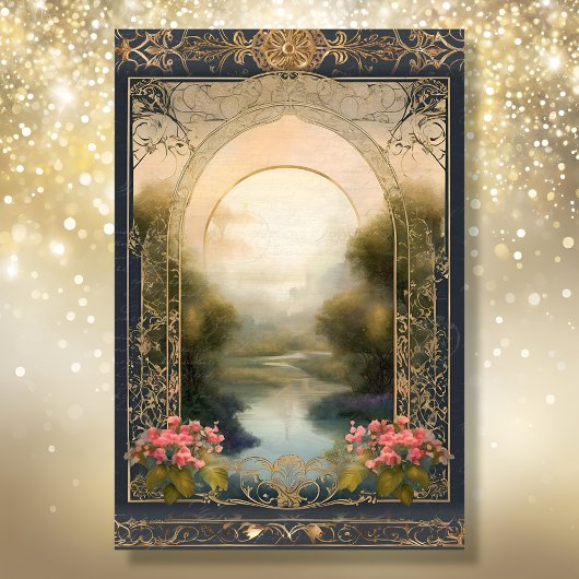 アールヌーボーロコカスルネイビーn金ゴールドエフェメラ5A 薄葉紙