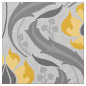 アールヌーボーワイルドフラワー、黄色と灰色 ファブリック (クローズアップ)