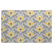 アールヌーボーワイルドフラワー、黄色と灰色 ファブリック (ファットクウォーター)